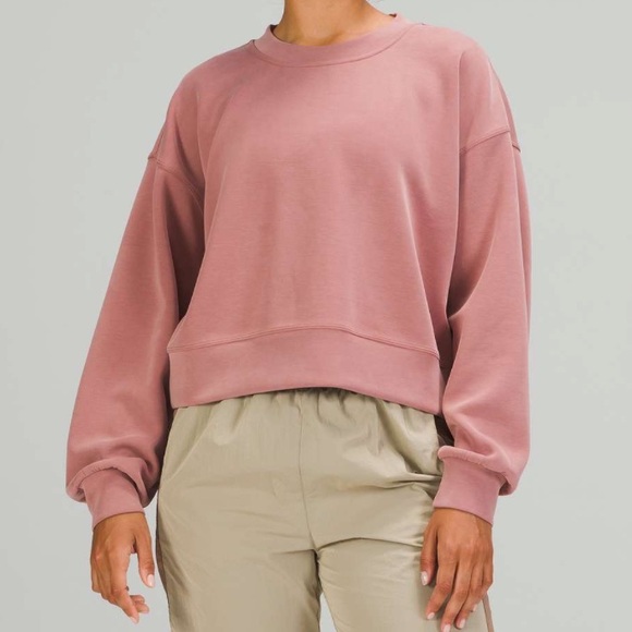 Lululemon Perfectly Oversized Cropped Crew Softstreme Spiced Chai 6 Loungewear - Picture 1 of 14